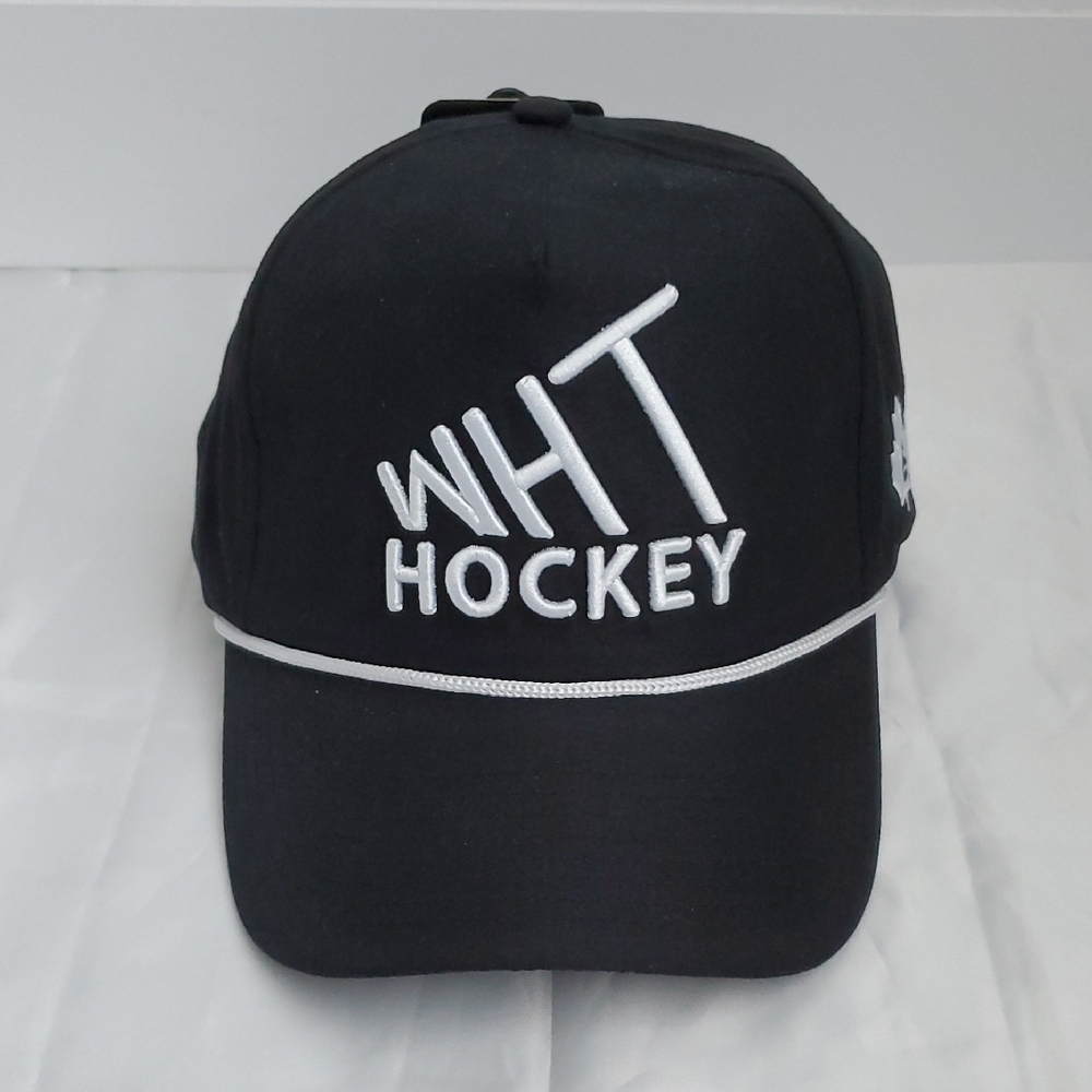 BCLUTCH WHT Hockey Black Baseball Cap with White Embroidery